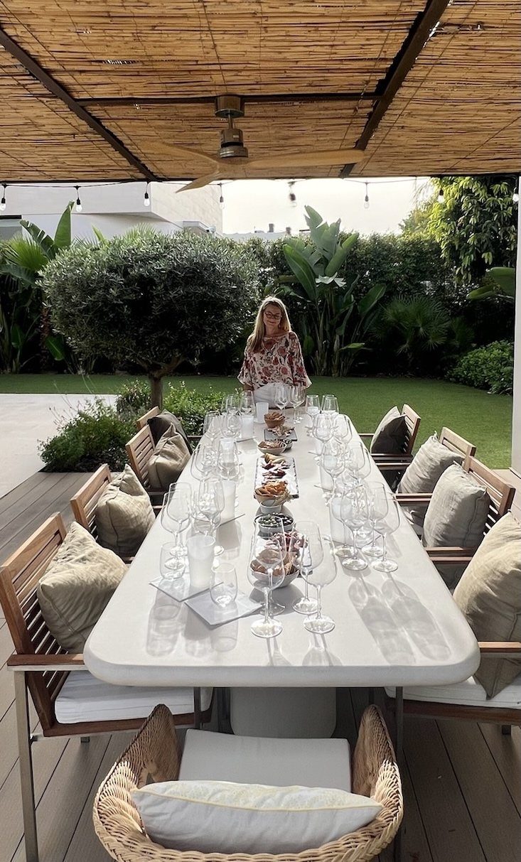 Victoria's private tasting table set for guests on a Sitges terrace